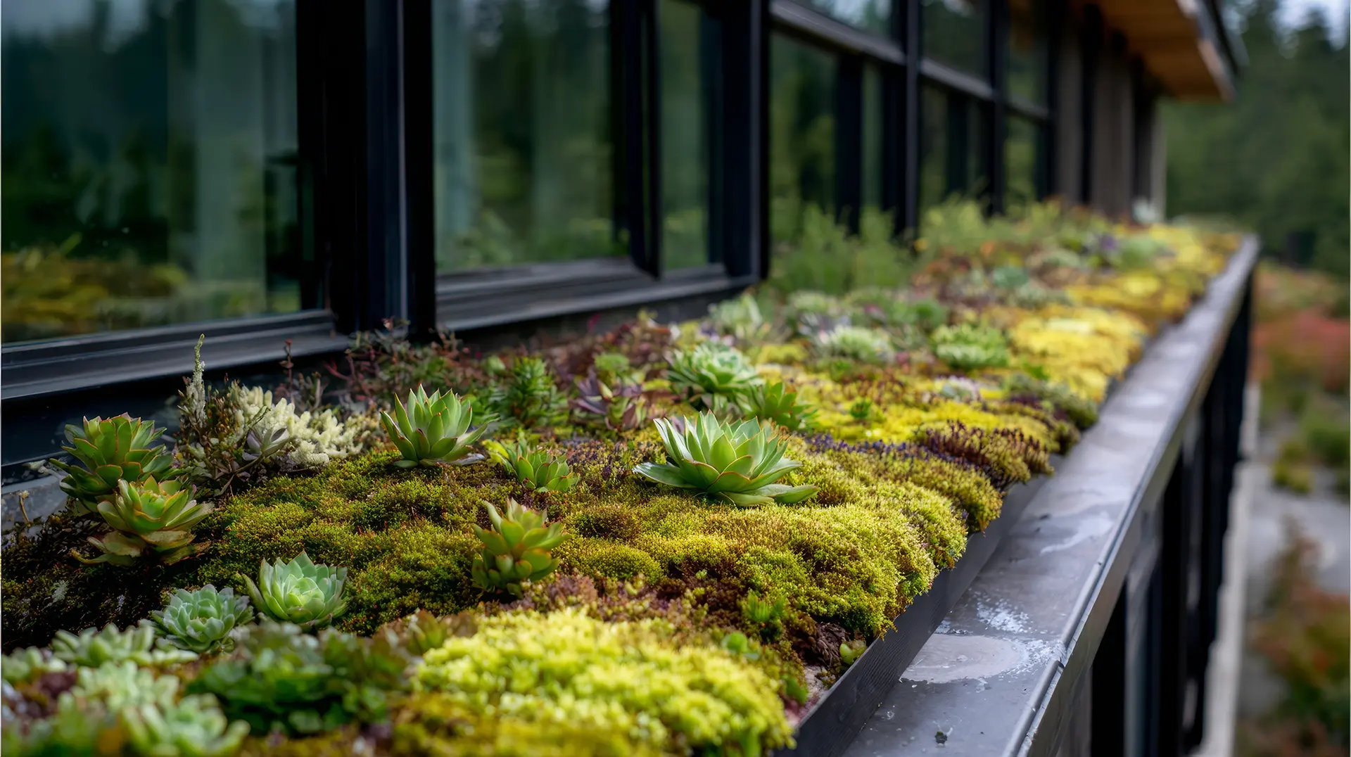 Toiture végétalisée sur un bâtiment à haute performance environnementale AE2 Ingénierie